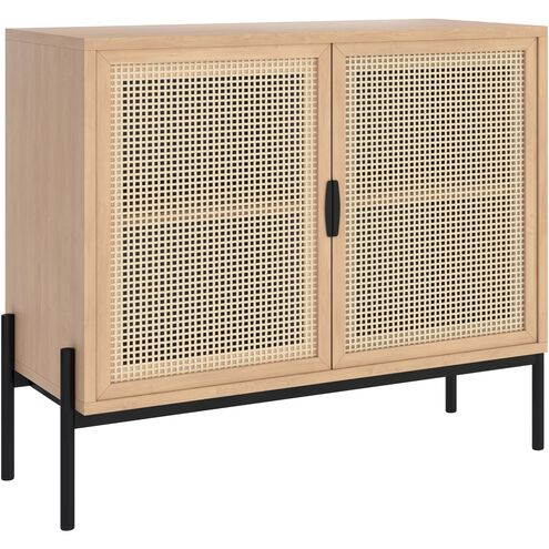 Avida 37.5 X 18.75 inch Black / Rustic Oak/Natural Sideboard, Small